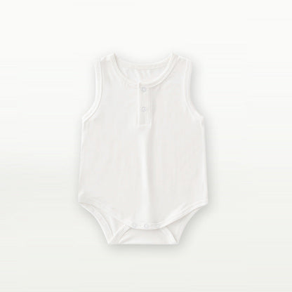 Baby Unisex Solid Color Sleeveless Summer Onesies