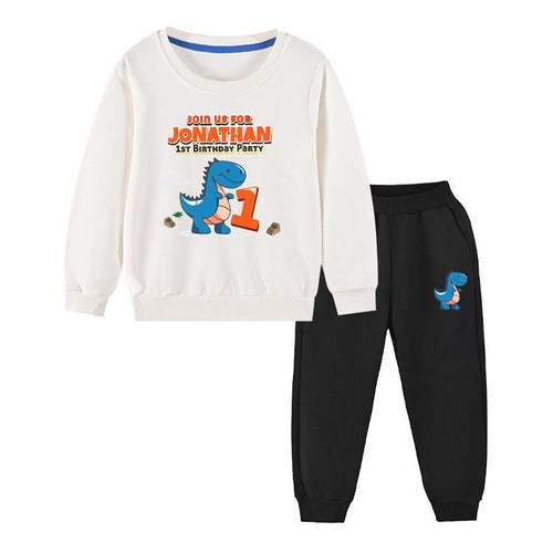 Baby Boy Cartoon Dinosaur Print Pattern Hoodie Combo Trousers Cotton 1