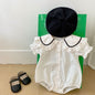 Baby Girl Solid Color Ruffle Neck Short Sleeve Onesies