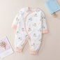 Baby Animal Print & Solid Color Side Belted Design Romper Jumpsuit