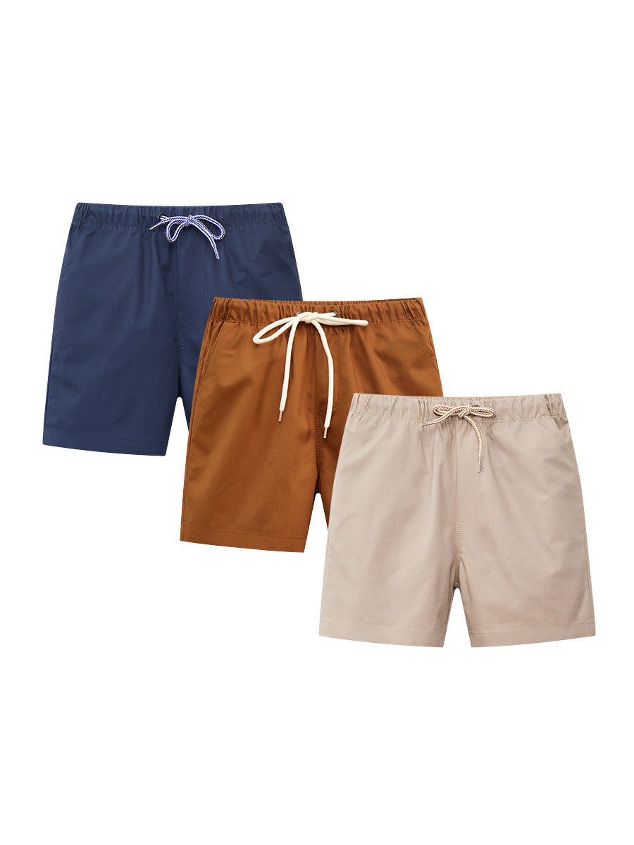 Boys Solid Color Navy Blue Soft Casual Style Shorts