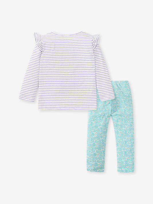 Spring Girls Animals Cartoon Top And Floral Pants Set