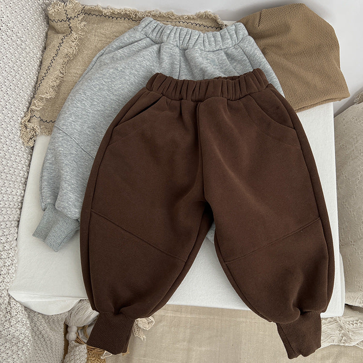 Baby Solid Color New Winter Kindergarden Thickened Pants