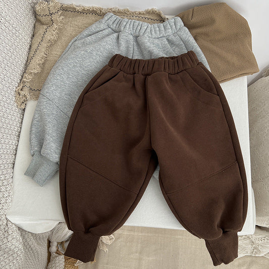 Baby Solid Color New Winter Kindergarden Thickened Pants