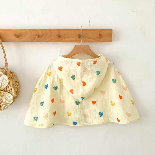 Summer Baby Girl Colorful Heart Pattern Breathable Sun-Resistant Cape