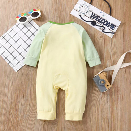 Baby Boy Cartoon Dinosaur Embroidered Pattern Contrast Design Side