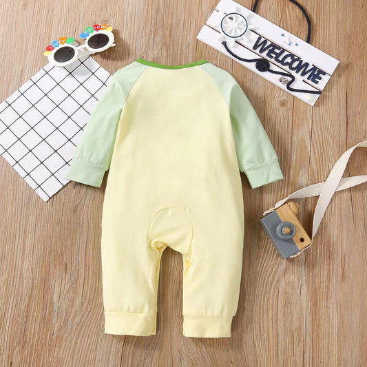 Baby Boy Cartoon Dinosaur Embroidered Pattern Contrast Design Side
