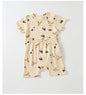 Baby Printed Pattern Round Collar With Button Short-Sleeved Top Combo