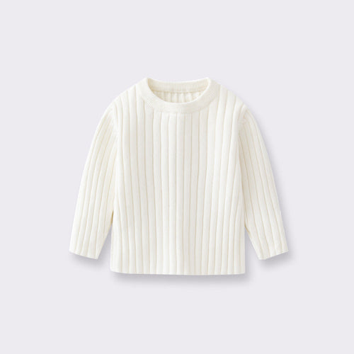 Baby Solid Color Long Sleeve O-Neck Pullover Sweater
