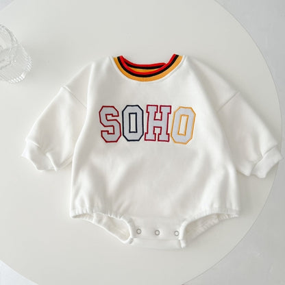 Baby Slogan Pattern Long Sleeve Soft Cotton Thickened Bodysuit