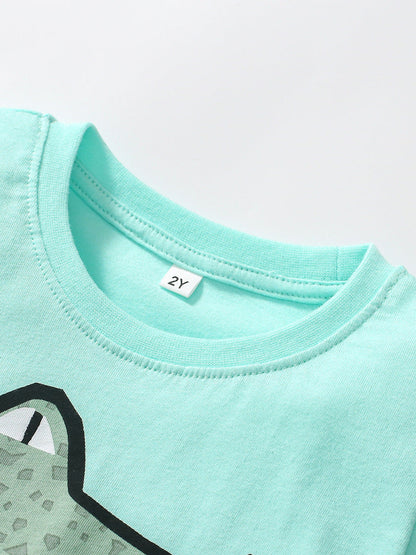 Baby Kids Unisex Alligator Print T-Shirt And Shorts Casual Clothing