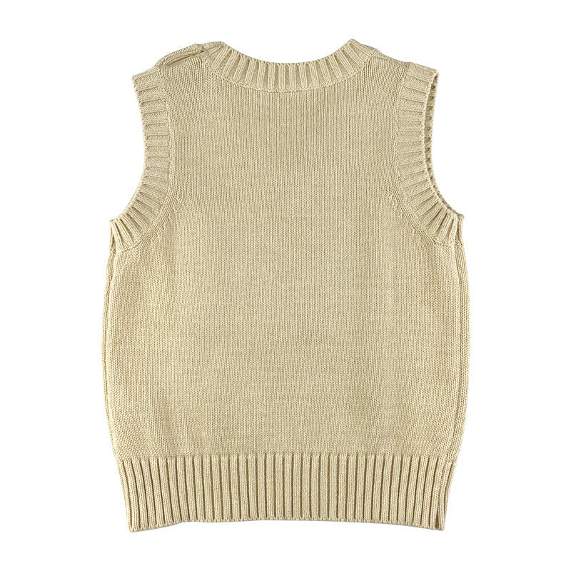 Baby Boy Cartoon Train Pattern Sleeveless Knitted Sweater Vest