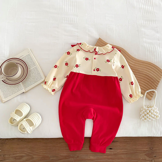 Patched Design Floral Pattern Festival Romper
