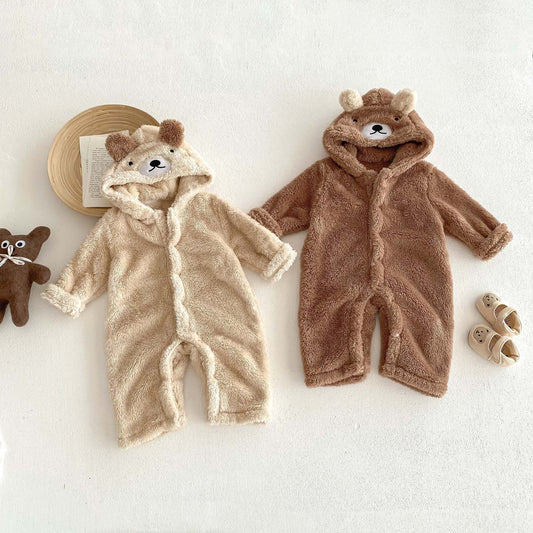 Infant Baby Little Bear Thicken Long Sleeve Jumpsuit In Winter