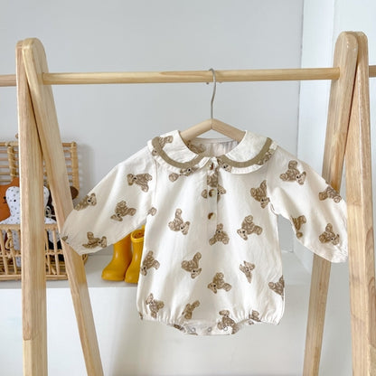 Baby Dot & Bear Graphic Long Sleeve Onesies In Autumn Outfits