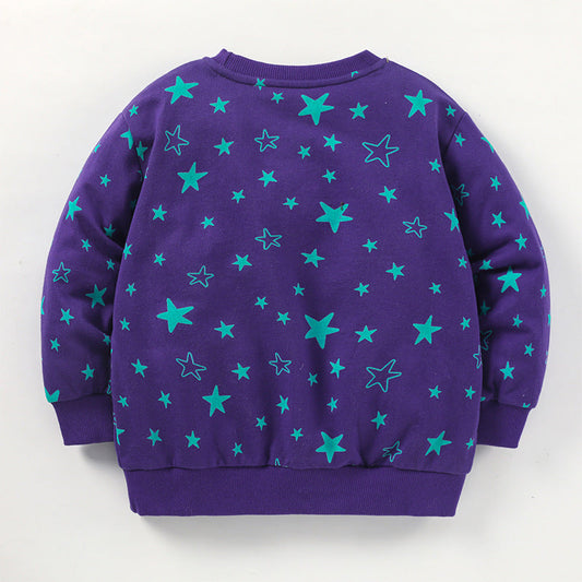 Baby Boy And Girl Unicorn Patches Pattern Pure Cotton Loose Hoodie