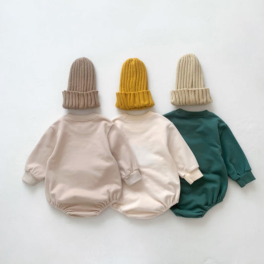 Baby Solid Color Cartoon Embroidered Design Long Sleeve Triangle
