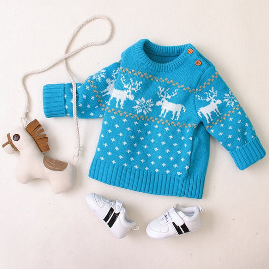 Baby Boy And Girl Christmas Giraffe Pattern Long Sleeved Pullover