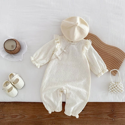 Solid Color Chinese Style Princess Newborn Romper