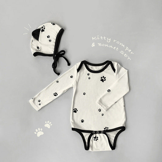 Baby 1pcs Cat Paw Pattern Kitty & Punny Shape Design Bodysuit Combo