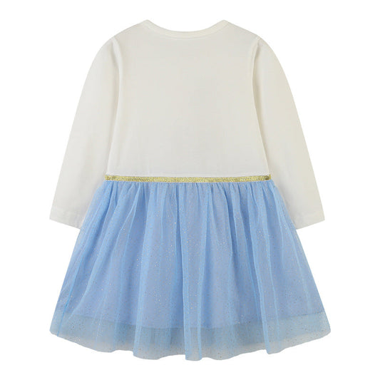 Baby Girl Sequins Animal Pattern Mesh Overlay Design Dress