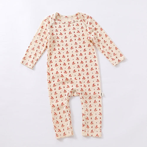 Baby Ditsy Flower Pattern Envelope Collar Nordic Style Jumpsuit
