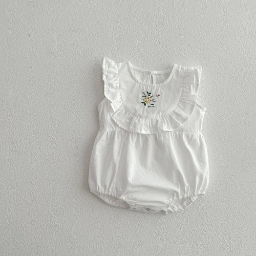 Baby Girl Embroidered Pattern Solid Color Sleeveless Dress & Onesies