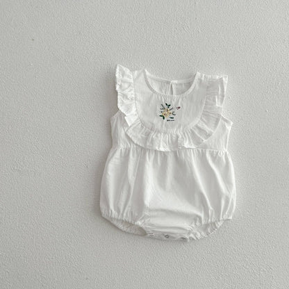 Baby Girl Embroidered Pattern Solid Color Sleeveless Dress & Onesies