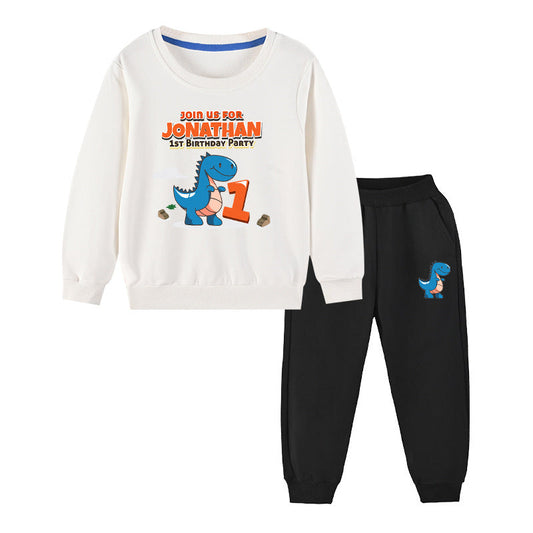 Baby Boy Cartoon Dinosaur Print Pattern Hoodie Combo Trousers Cotton 1