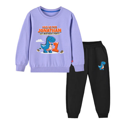 Baby Boy Cartoon Dinosaur Print Pattern Hoodie Combo Trousers Cotton 1