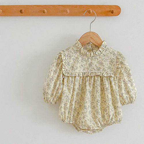 Sweet Style Floral Pattern Long Sleeve Onesies Dress