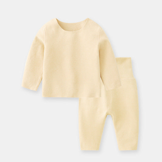 Baby 2pcs Solid Color Longsleeve Shirt And Pants Warm Winter Sets