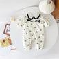 Baby Girl CHerry Pattern Mesh Patched Design Thermal Romper