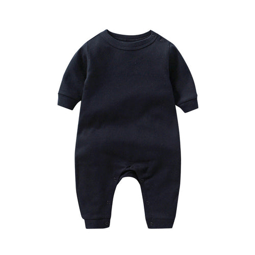 Baby Solid Color Long Sleeve Soft Cotton Rompers Home Clothes