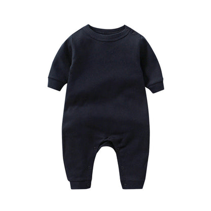 Baby Solid Color Long Sleeve Soft Cotton Rompers Home Clothes