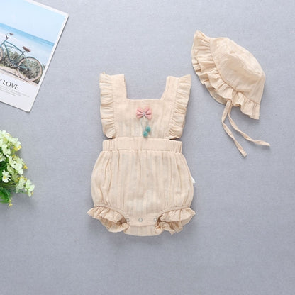 Baby Girl 1pcs Solid Color Bow Tie Design Ruffle Sleeveless Crotch