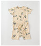 Baby Printed Pattern Round Collar With Button Short-Sleeved Top Combo