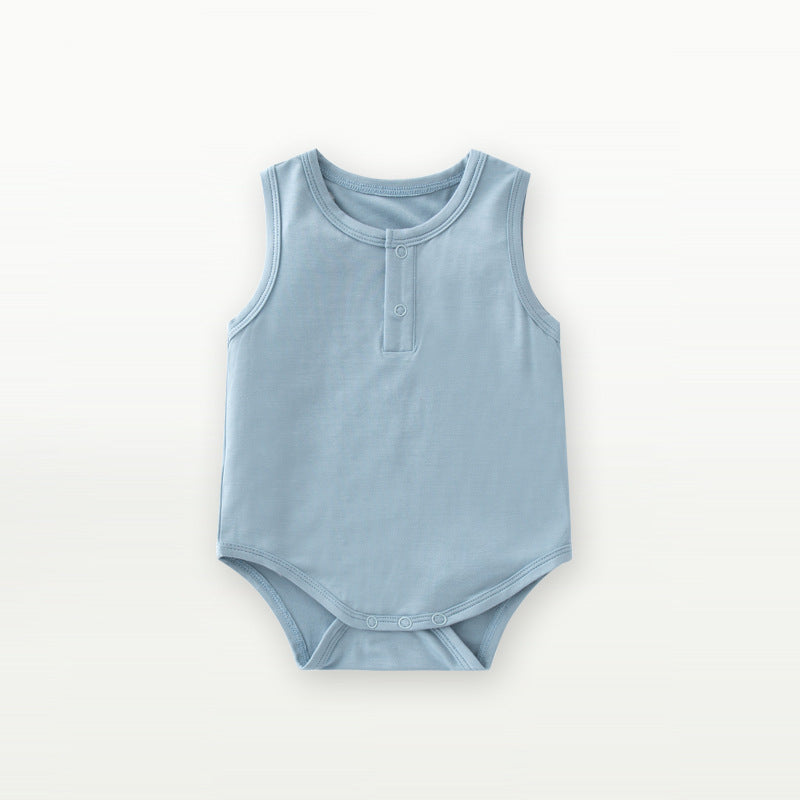 Baby Unisex Solid Color Sleeveless Summer Onesies