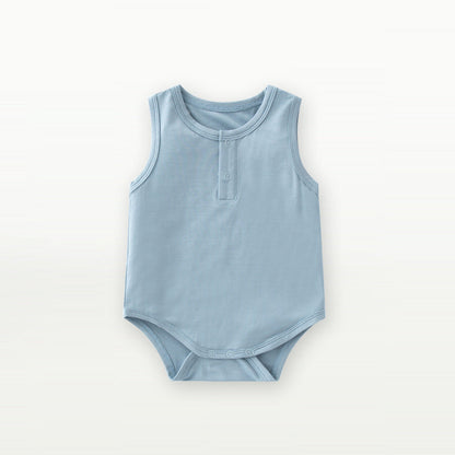 Baby Unisex Solid Color Sleeveless Summer Onesies