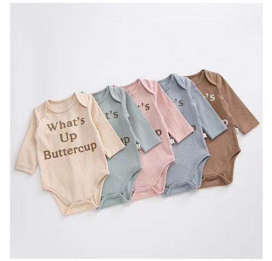 Baby Slogan Print Pattern Long-Sleeved Onesies Combo Solid Pants Sets