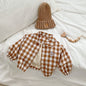 Baby Checkerboard Pattern Bear Patched Design Coat