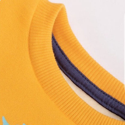 Baby Boy Cartoon Shark Graphic Hoodie Combo Solid Yellow Trousers