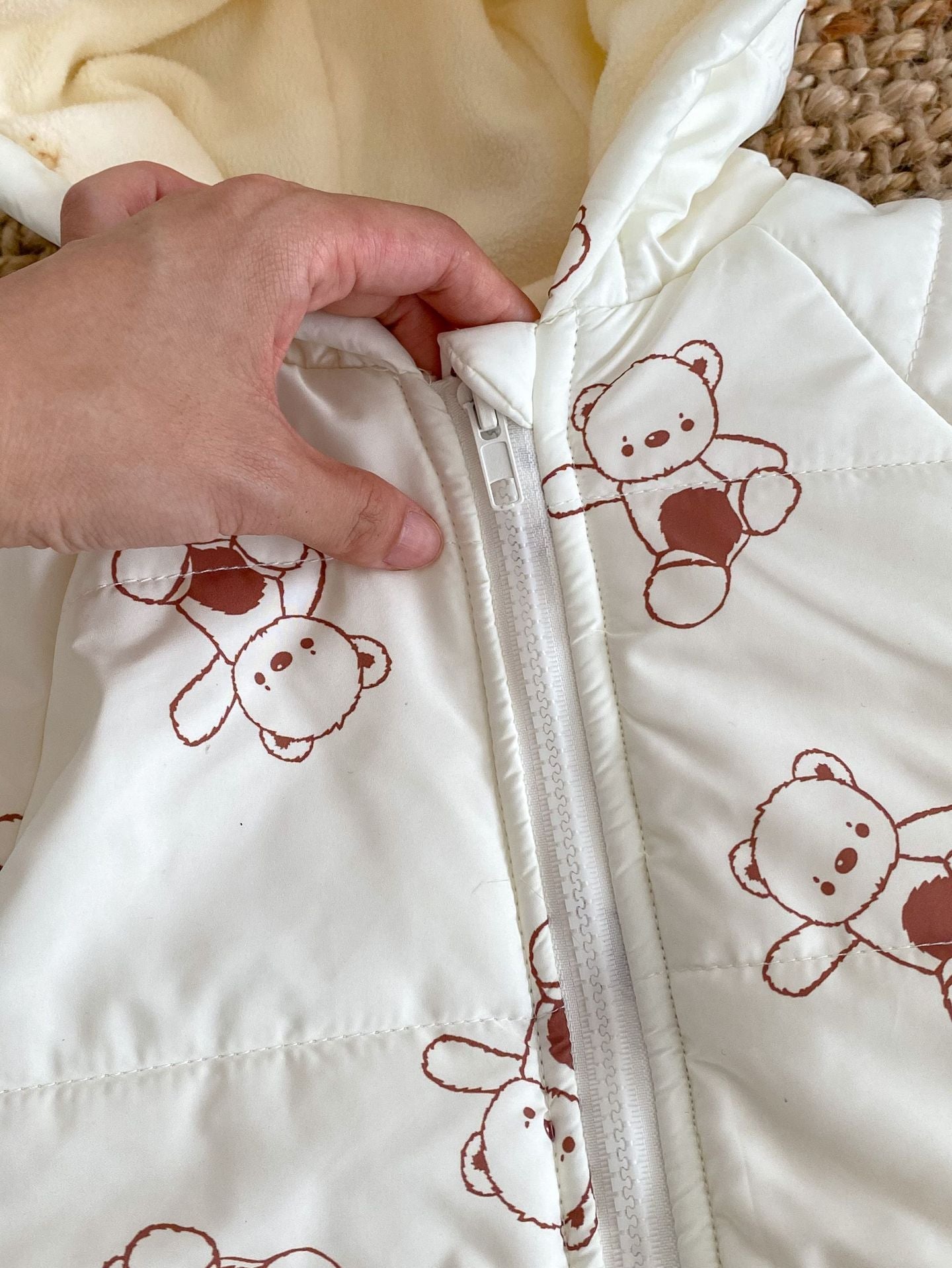 Baby Toddler Boy And Girl Bear Print Thicken Long Sleeve Jumpsuit