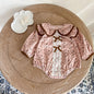 Baby Girl 1pcs Flower Pattern Bow Mesh Patches Design Bodysuit
