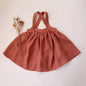 Baby Girl Solid Color Sling Linen Cotton Vest Skirt