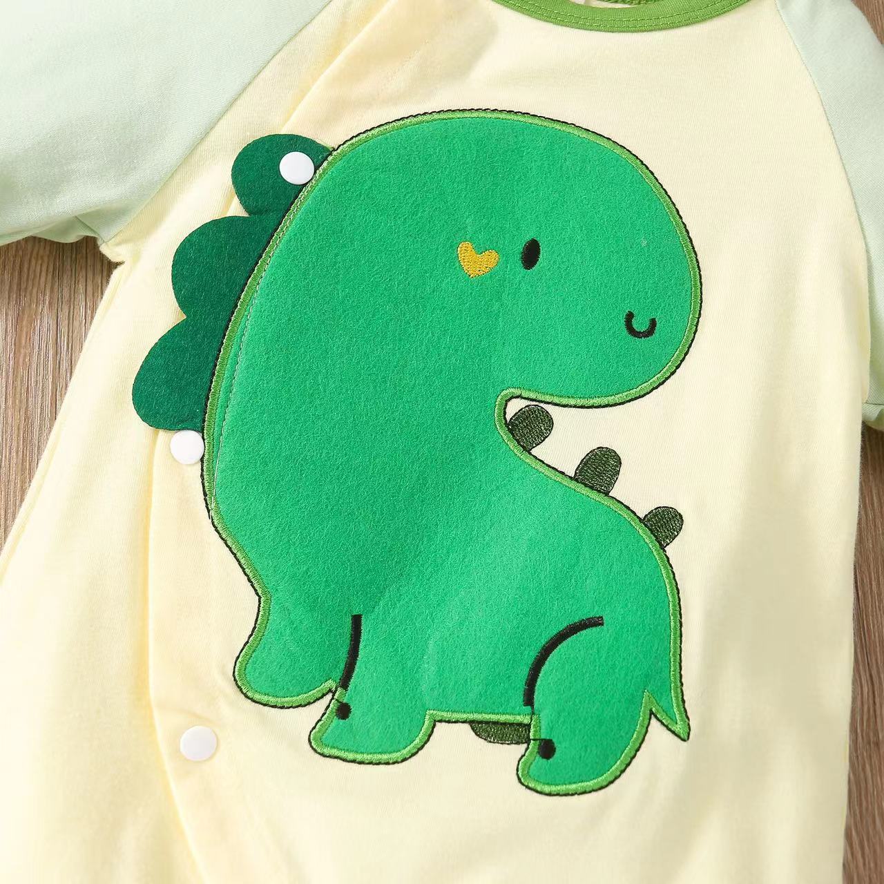 Baby Boy Cartoon Dinosaur Embroidered Pattern Contrast Design Side