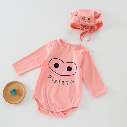 Baby 1pcs Cartoon Graphic Soft Cotton Long Sleeves Bodysuit With Hats
