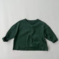 Baby Solid Color Crewneck Long Sleeve Soft Cotton Basic Shirt
