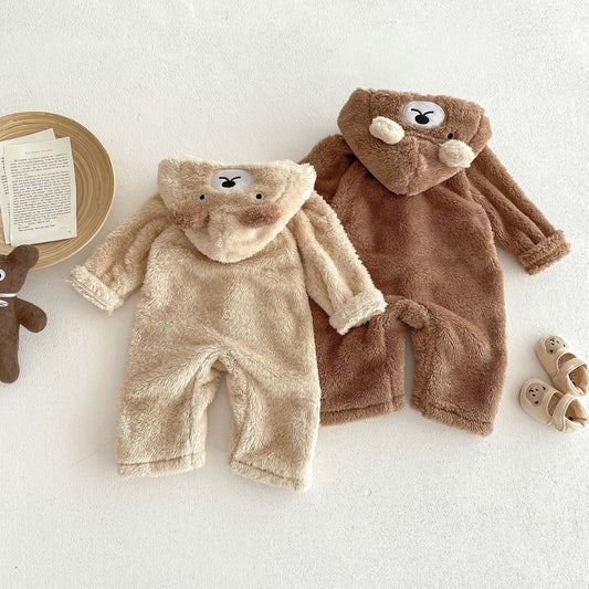 Infant Baby Little Bear Thicken Long Sleeve Jumpsuit In Winter