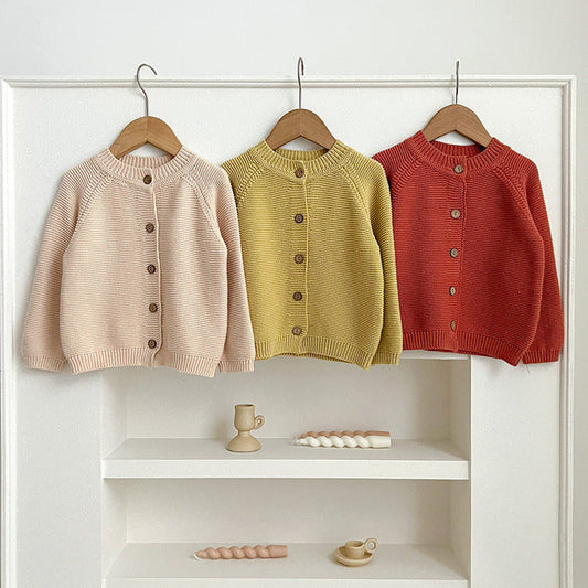 Autumn Round Neck Single Breasted Knitted Cardigan